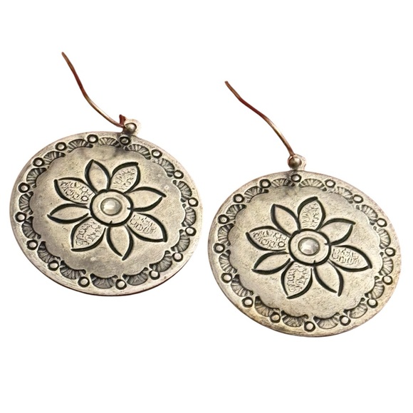 J. Jill Jewelry - J. Jill Antiqued Silver Floral Disc Pierced Earrings